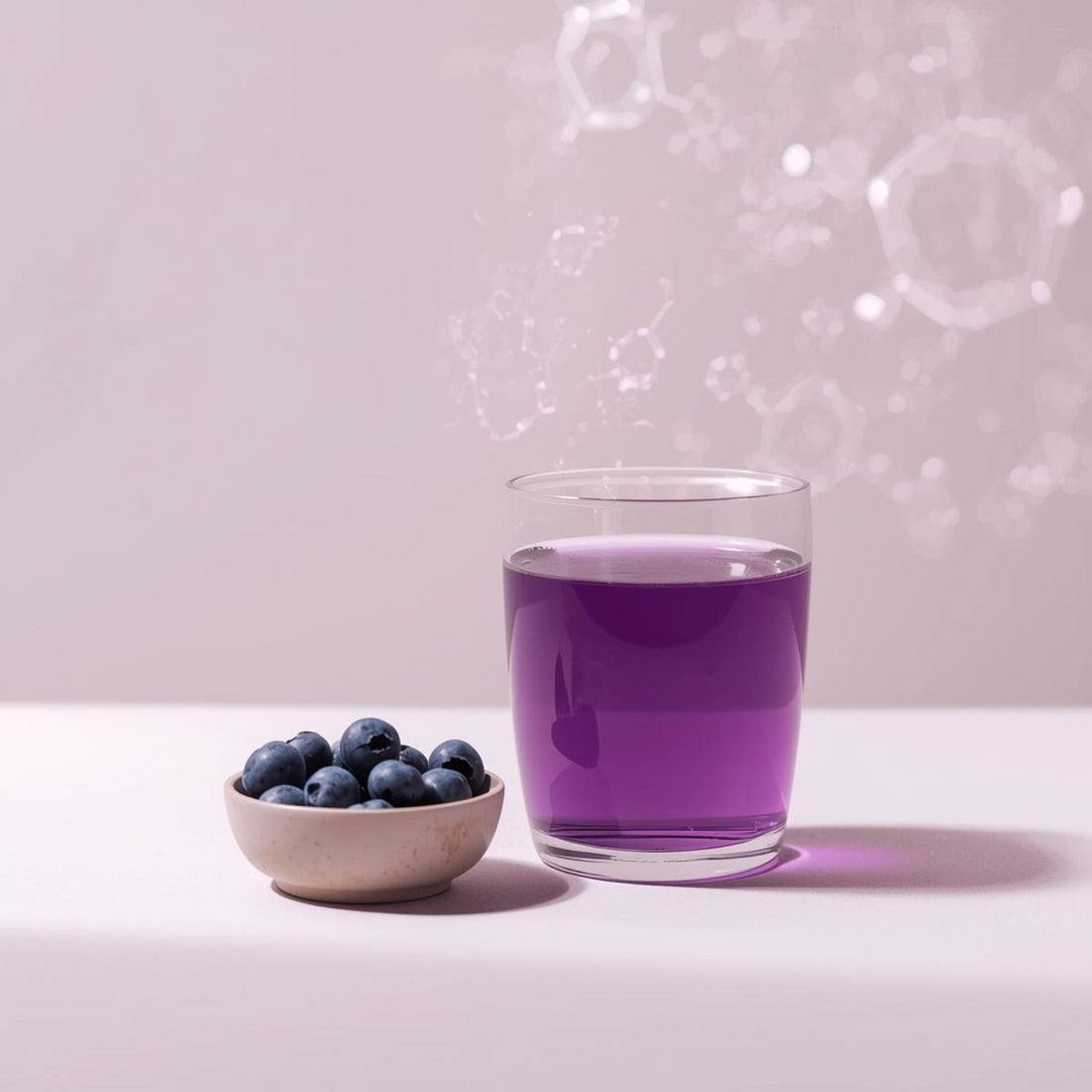 purple tea in glass showing bioavailable anthocyanins