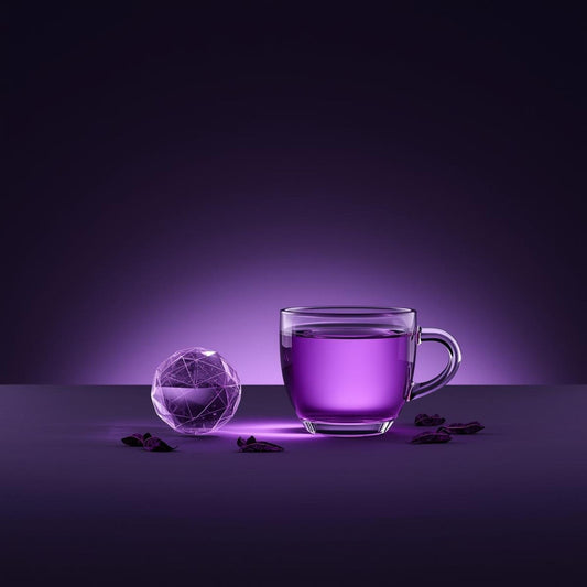 purple tea in glass cup for calm focus routine