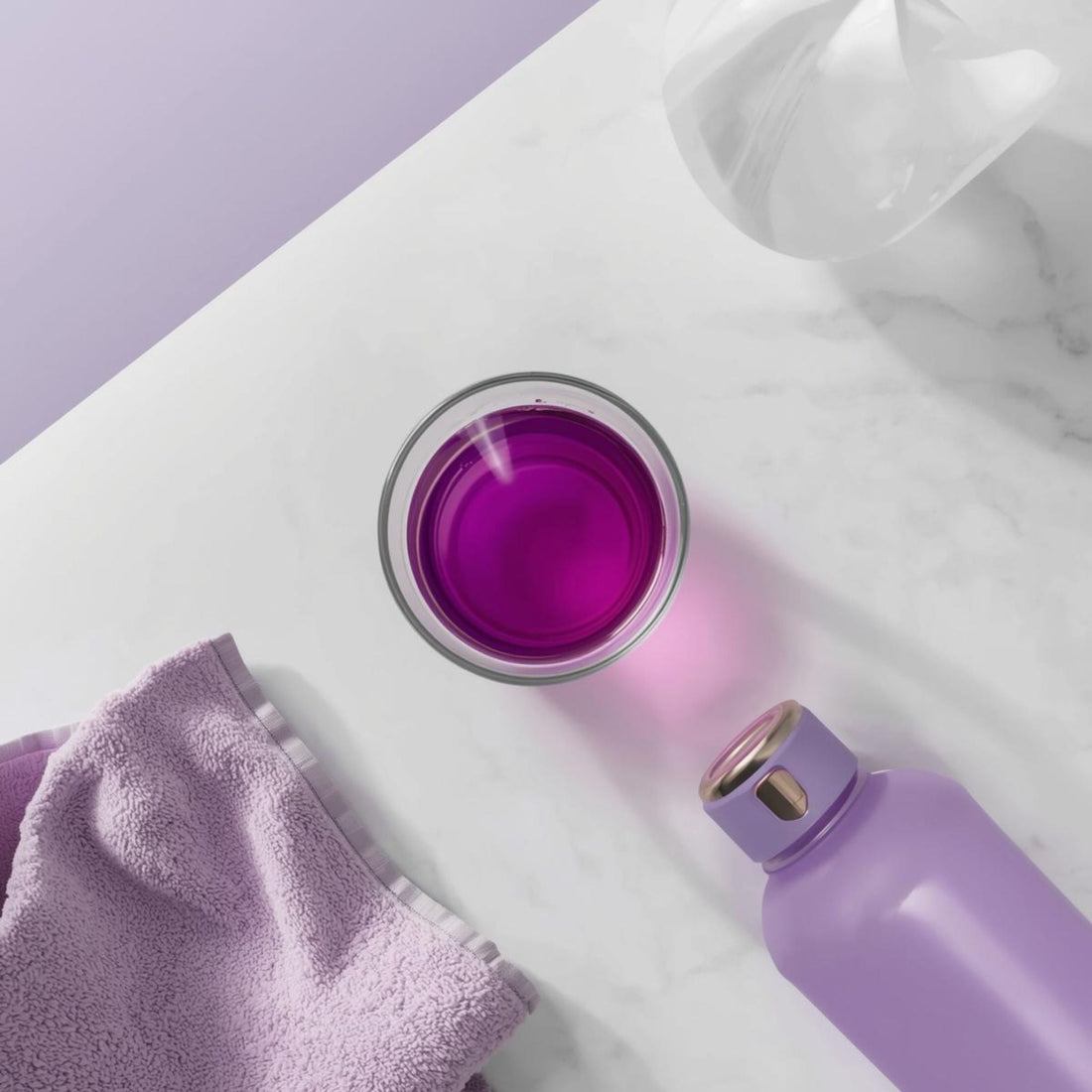 purple tea in minimalist teacup for pre workout hydration