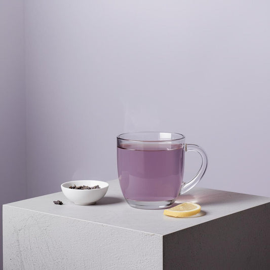 purple tea in clear cup for sensitivity awareness
