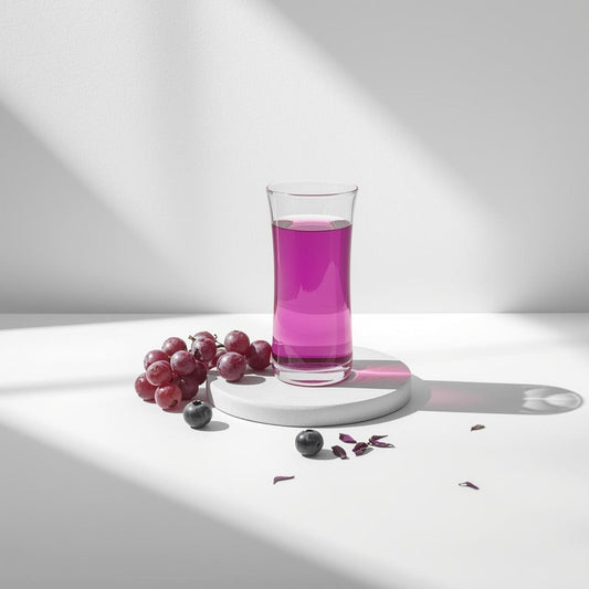 purple tea in clear glass showing antioxidant rich beverage