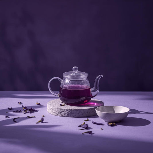 purple tea in glass cup during fasting routine