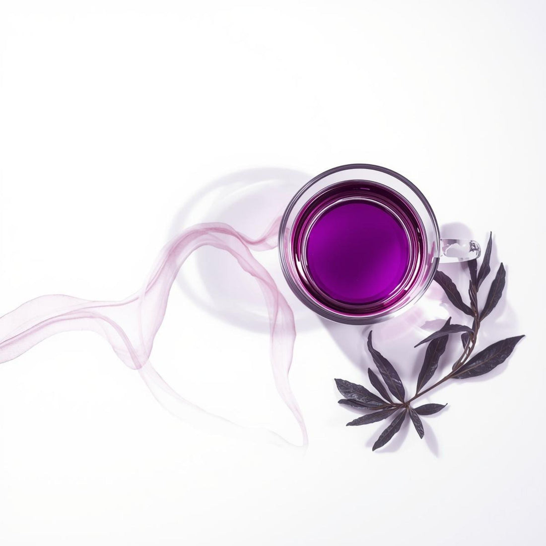 purple tea in clear teacup for heart health routine