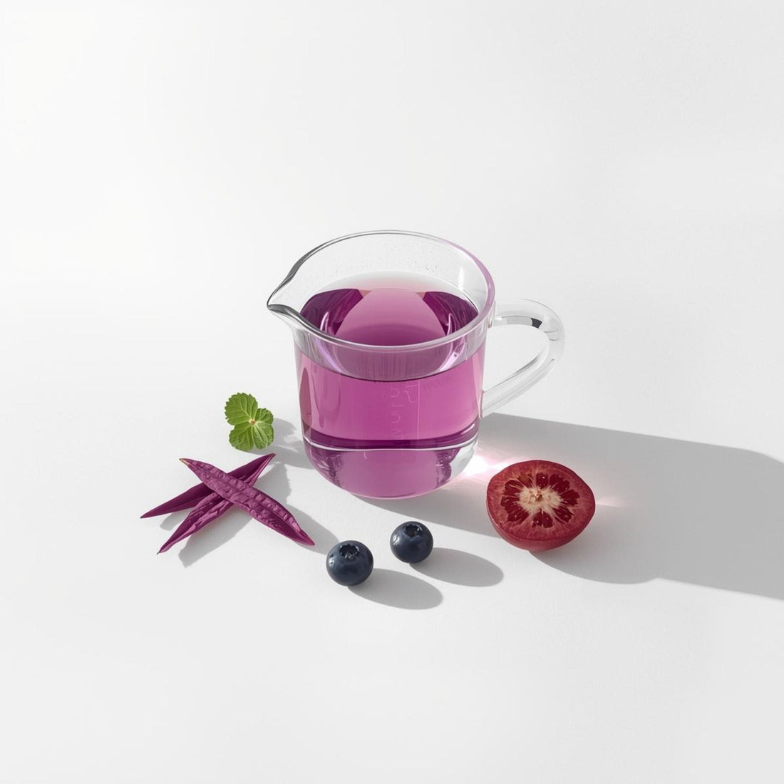 purple tea in glass cup highlighting polyphenol rich infusion