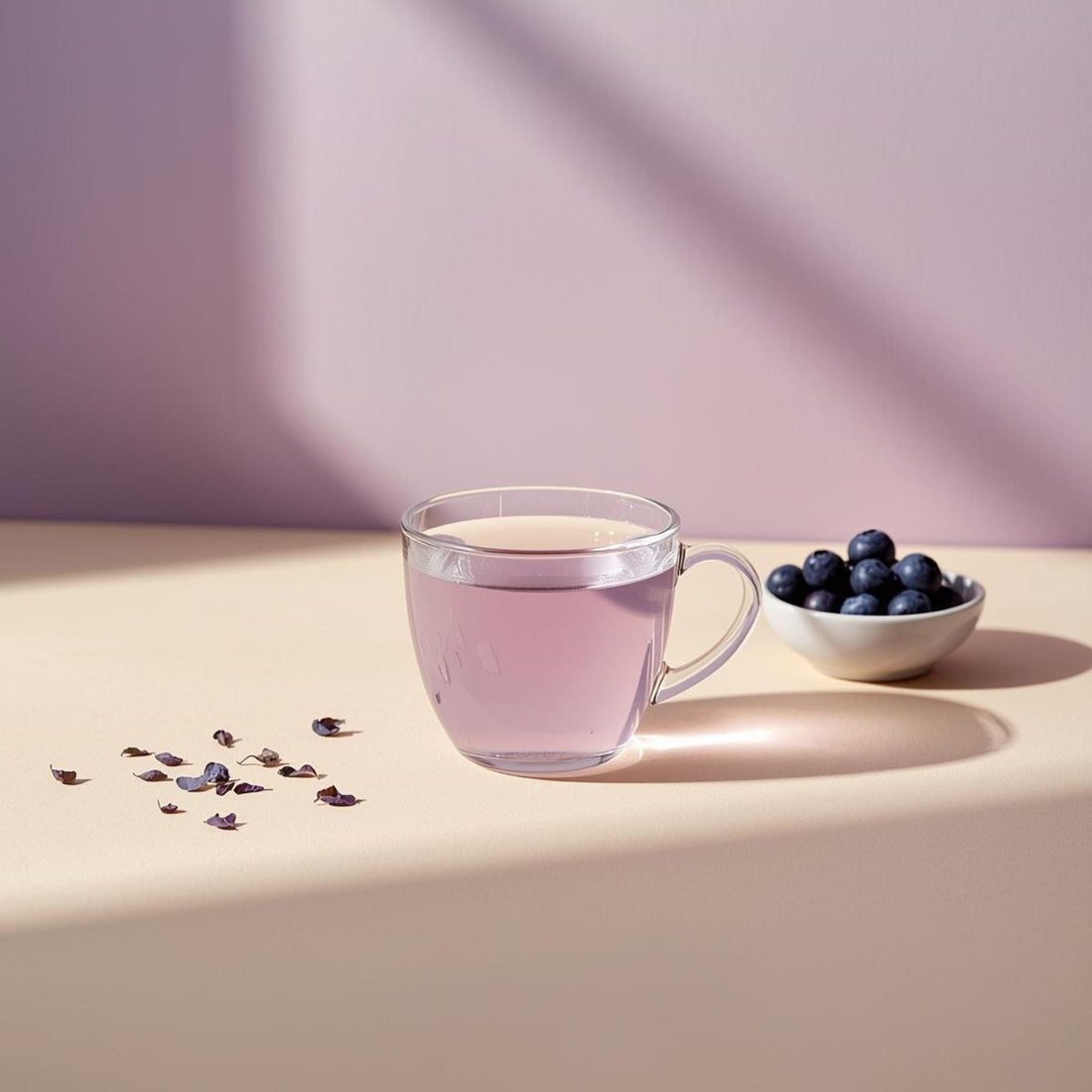 purple tea in clear glass for pregnancy safe caffeine awareness