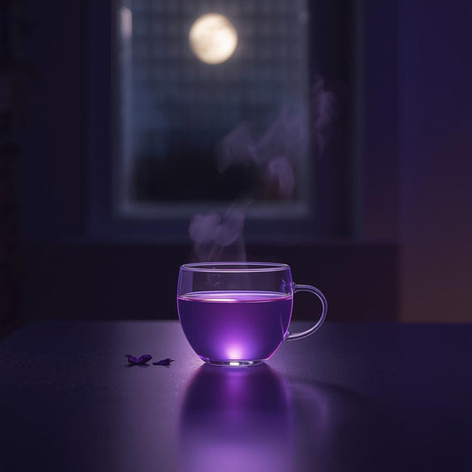 evening purple tea in glass for better sleep routine