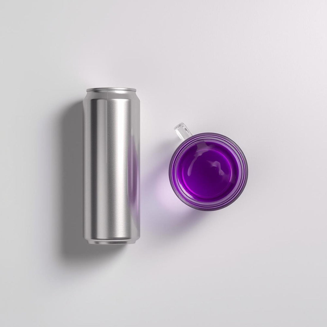 purple tea vs energy drinks in clean glass setup