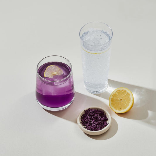 purple tea vs sparkling water in hydration setup